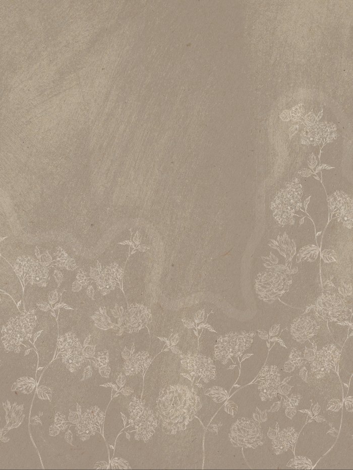 Kimono, carta da parati con floreale a tratto bianco su fondo sabbia