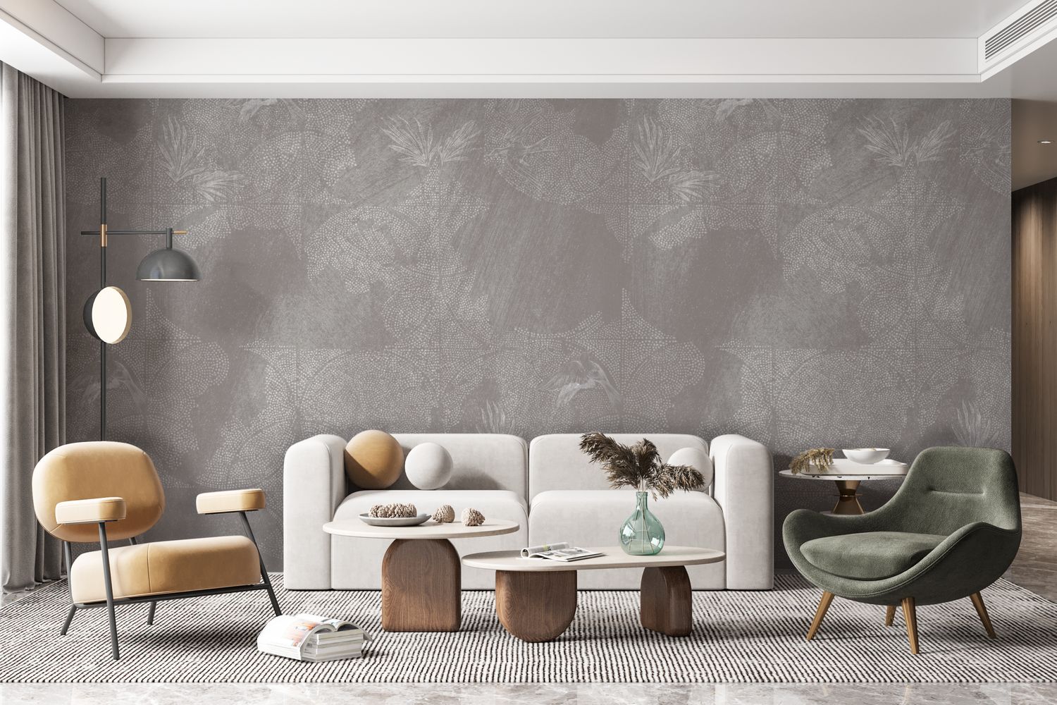 Parete lunga, decoro continuo: il mobile esposto resta il primo piano. — Showroom